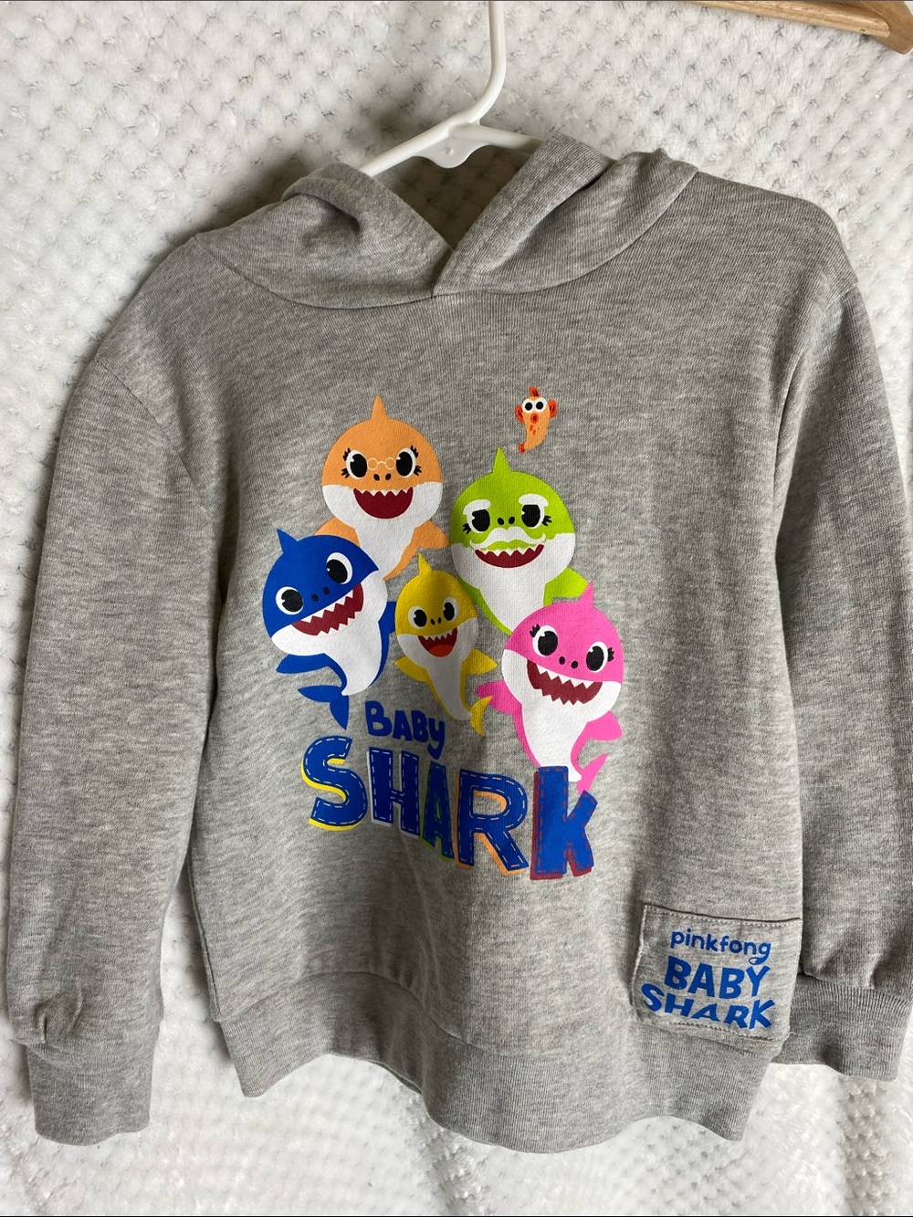 Pinkfong Baby Shark Kids' Gray Hoodie with Colorful Shark Characters